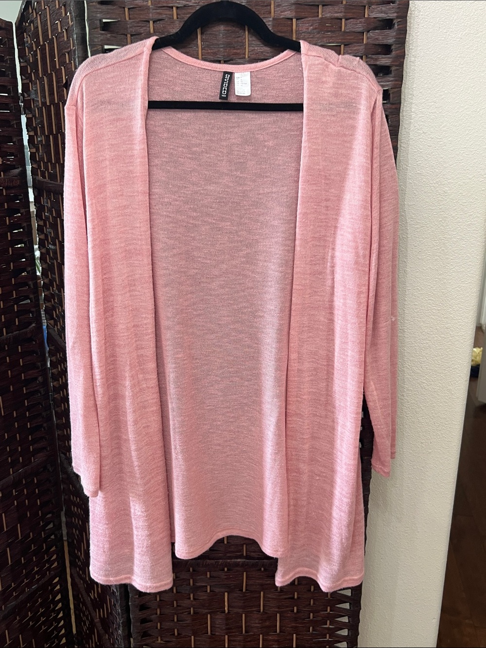 Divided Open-Front Light Pink Women's Cardigan